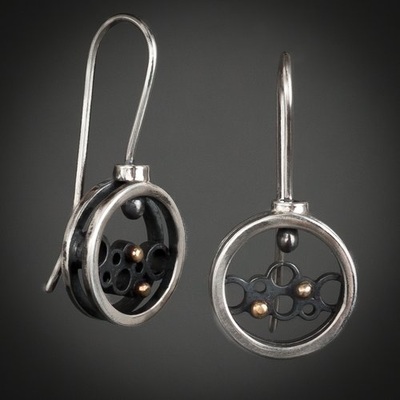 Sterling Silver with Oxidized Sterling Silver with open circles and 22KY bead accents.